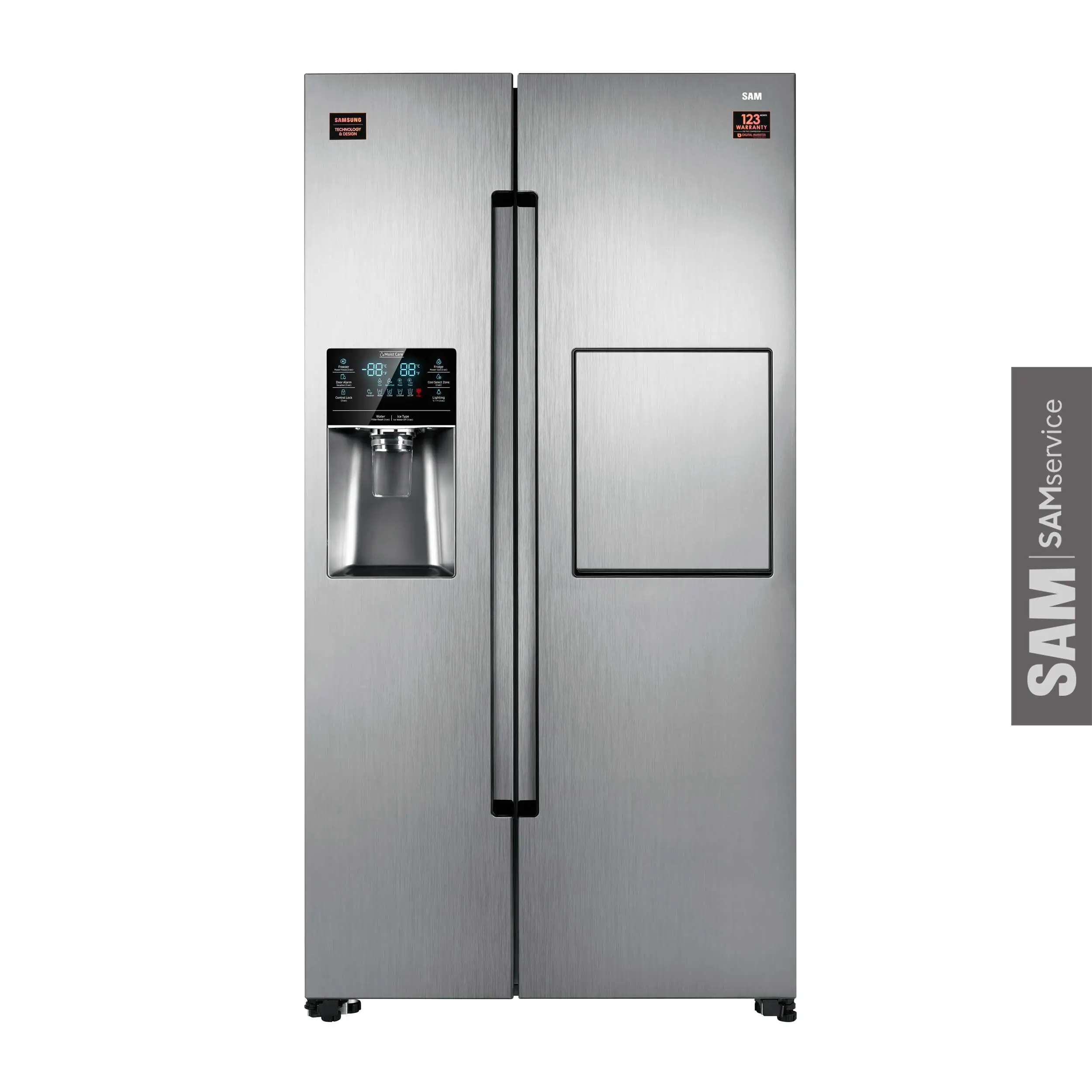 یخچال فریزر ساید بای ساید سام مدل ROSSO 3/S نقره‌ای – ظرفیت ۳۲ فوت